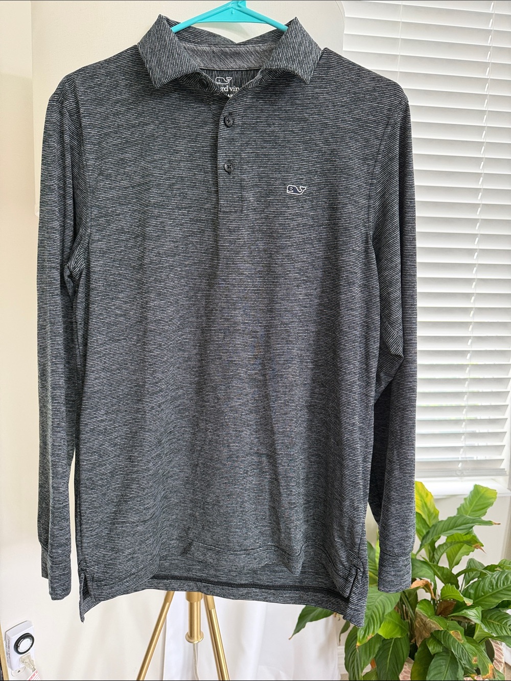 Vineyard Vines Men's Long-Sleeve Charcoal Grey Performance Polo